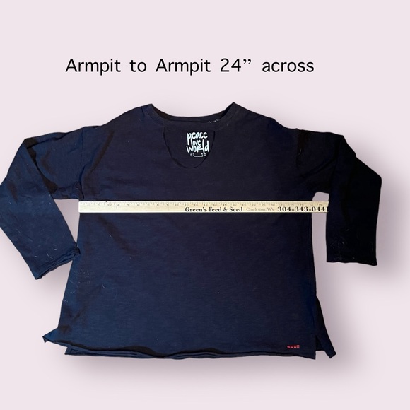 Peace Love World Long Sleeve Cut Out Tee. Black. Size 1X. - Picture 7 of 15